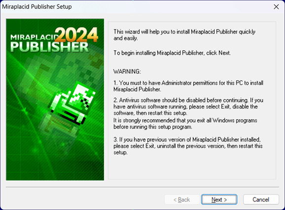 Miraplacid Publisher : Driver Installation Step 1/3