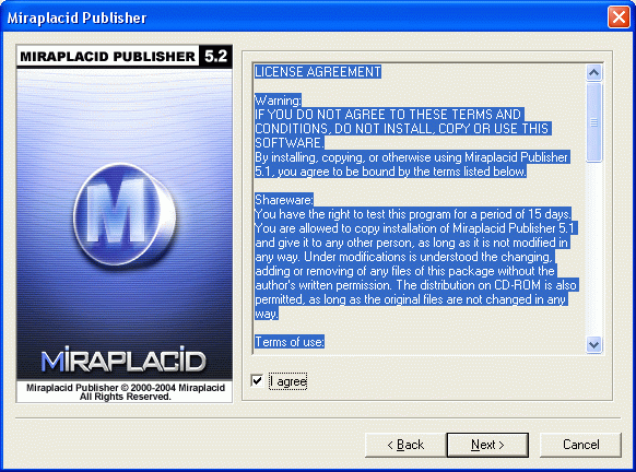 Miraplacid Publisher (image printer driver) : Installation Step 2/4
