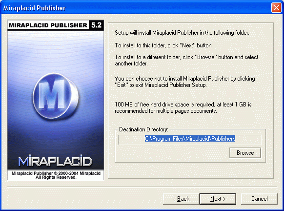 Miraplacid Publisher (image printer driver) : Installation Step 3/4
