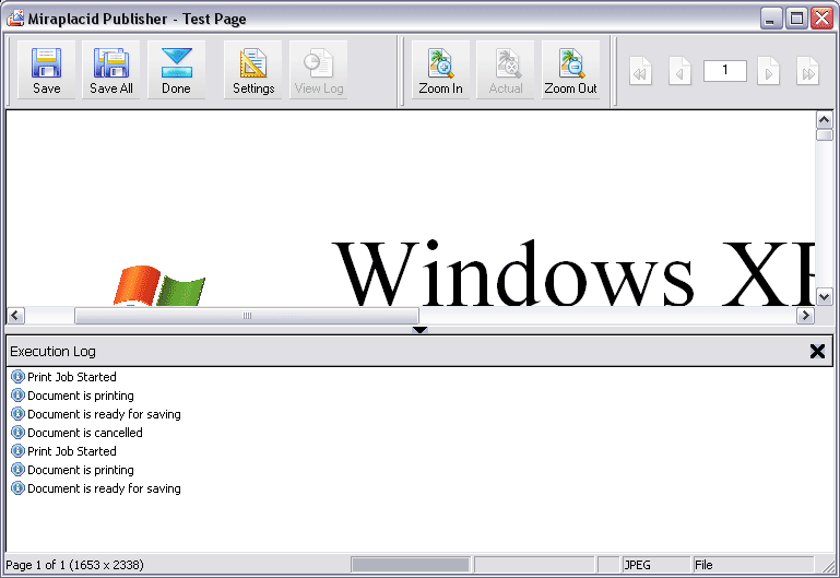 Miraplacid Publisher Log Window