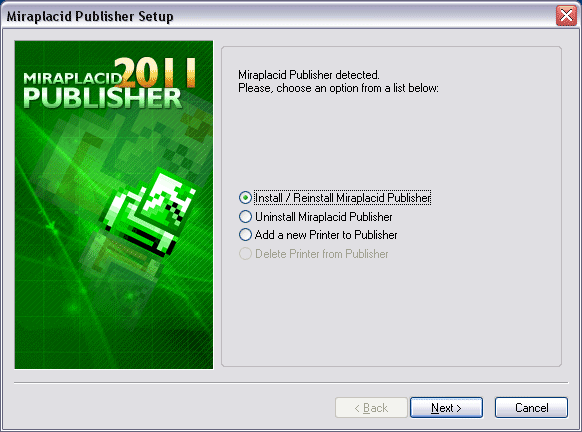 Miraplacid Publisher : Reinstallation Step 1/2