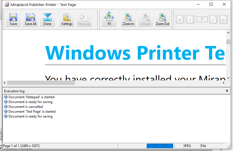 Miraplacid Publisher Log Window