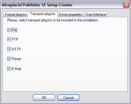 Miraplacid Publisher Setup Maker: Transport