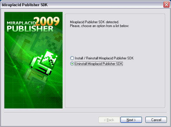 Miraplacid Publisher : Uninstallation Step 1/2