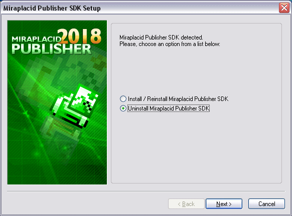 Miraplacid Publisher : Uninstallation Step 1/2