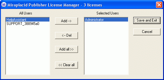 Miraplacid Publisher License Manager