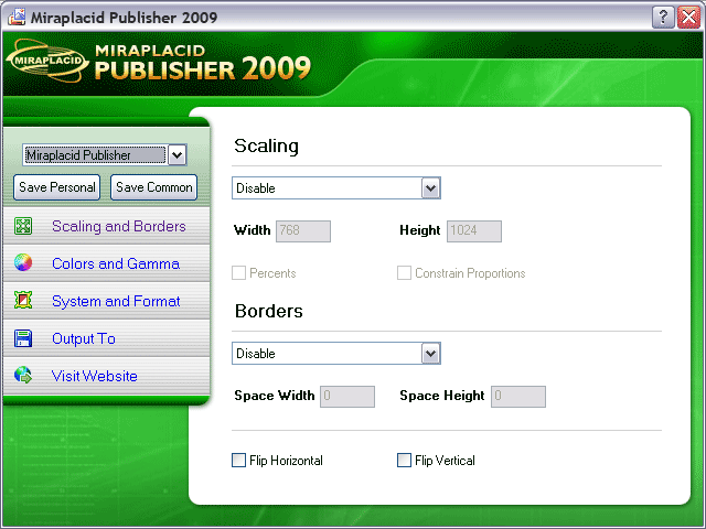 Miraplacid Publisher Settings