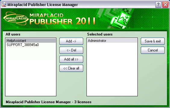 Miraplacid Publisher License Manager