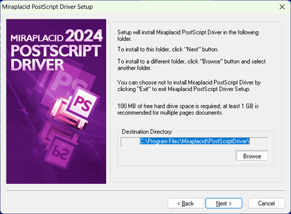 Miraplacid PostScript Driver : Installation Step 3/4