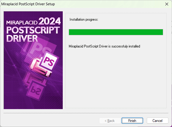 Miraplacid PostScript Driver : Installation Step 4/4