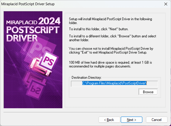 Miraplacid PostScript Driver : Reinstallation Step 2/3