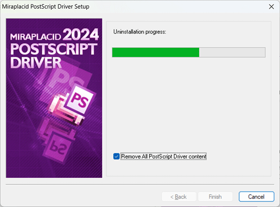 Miraplacid PostScript Driver : Uninstallation Step 2/2
