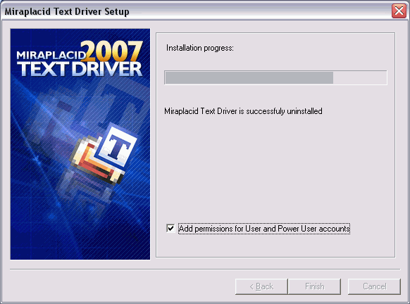 Miraplacid Text Driver : Reinstallation Step 2/2