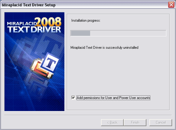 Miraplacid Text Driver : Reinstallation Step 2/2