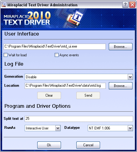 Miraplacid Text Driver Administrator