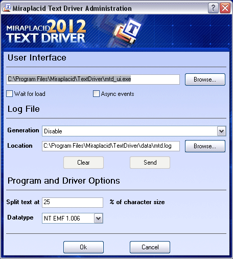 Miraplacid Text Driver Administrator