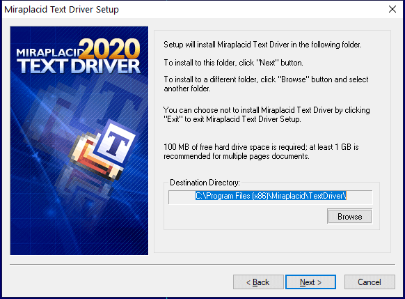 Miraplacid Text Driver : Reinstallation Step 2/3