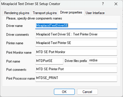 Miraplacid Text Driver : Setup Maker: Names