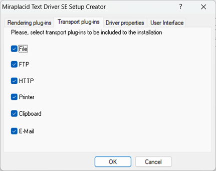 Miraplacid Text Driver Setup Maker: Transport