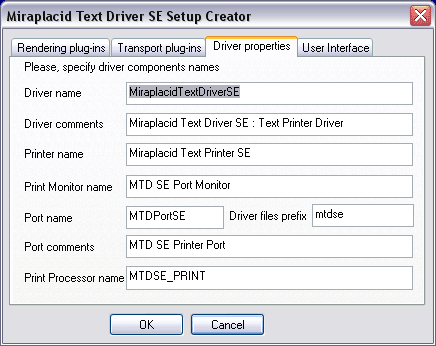 Miraplacid Text Driver : Setup Maker: Names