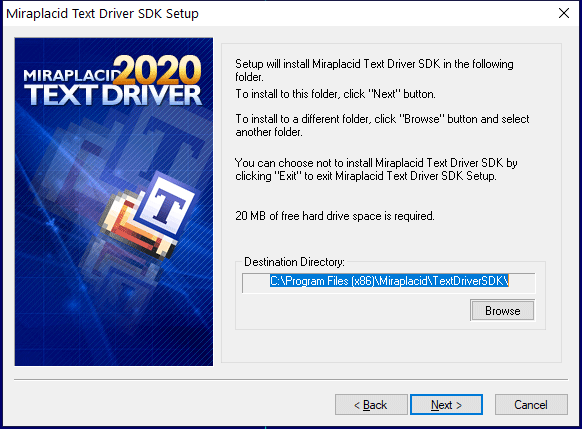 Miraplacid Text Driver : Installation Step 4/5