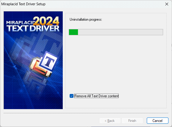 Miraplacid Text Driver : Uninstallation Step 2/2