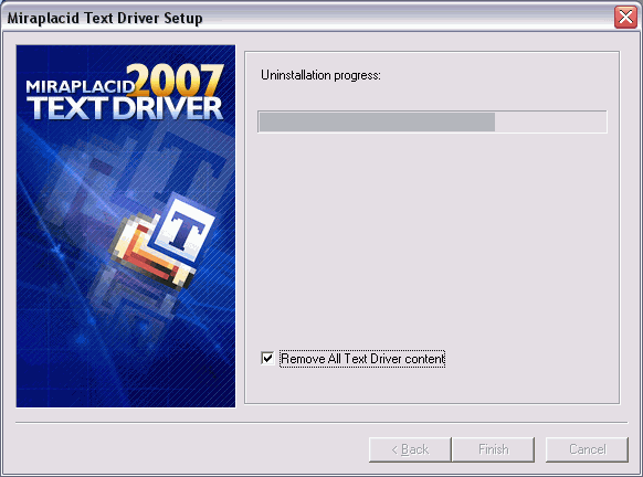 Miraplacid Text Driver : Uninstallation Step 2/2