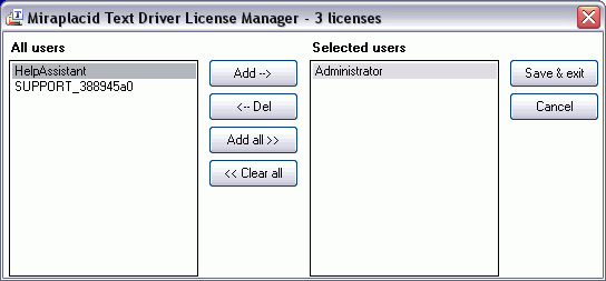 Miraplacid Text Driver License Manager