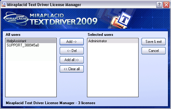 Miraplacid Text Driver License Manager