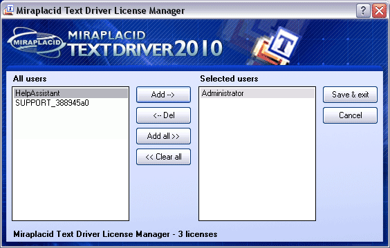 Miraplacid Text Driver License Manager