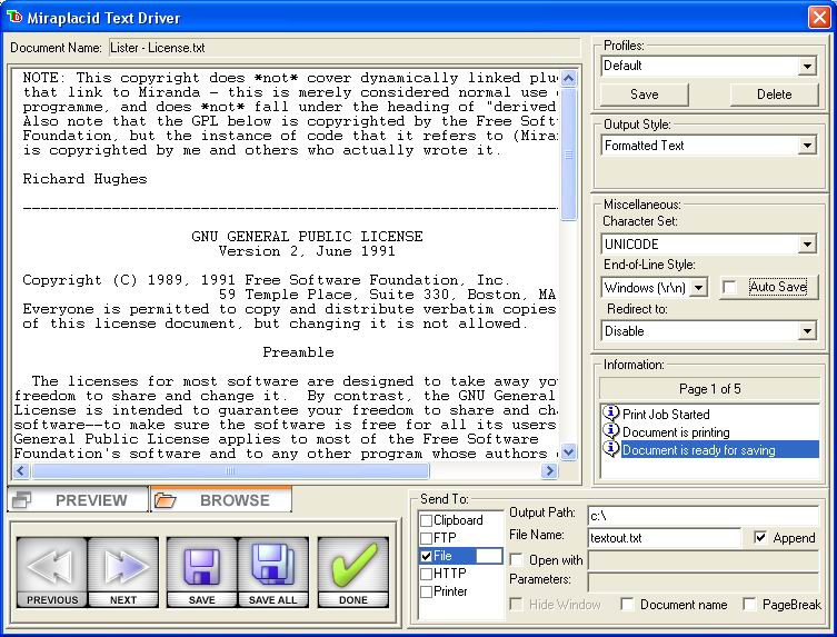 Screenshot of Miraplacid Text Driver Terminal Edition