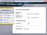 Miraplacid Text Driver Settings Dialog